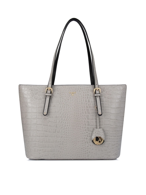 

Da Milano Grey Textured Leather Structured Shoulder Bag