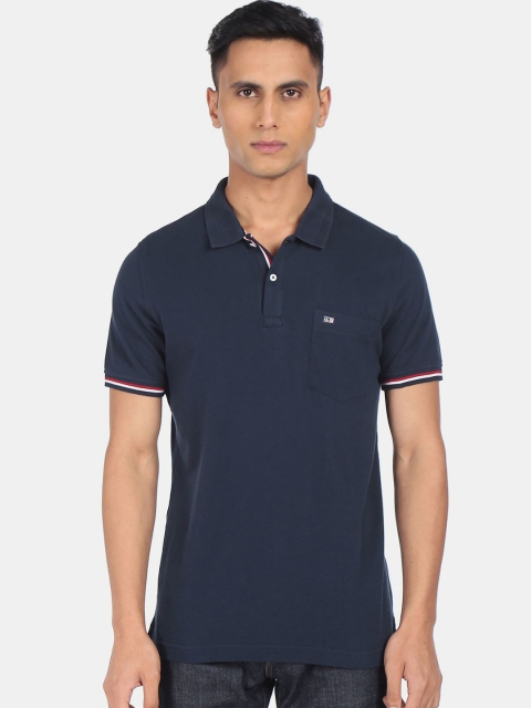 

Arrow Sport Men Navy Blue Polo Collar Pure Cotton T-shirt