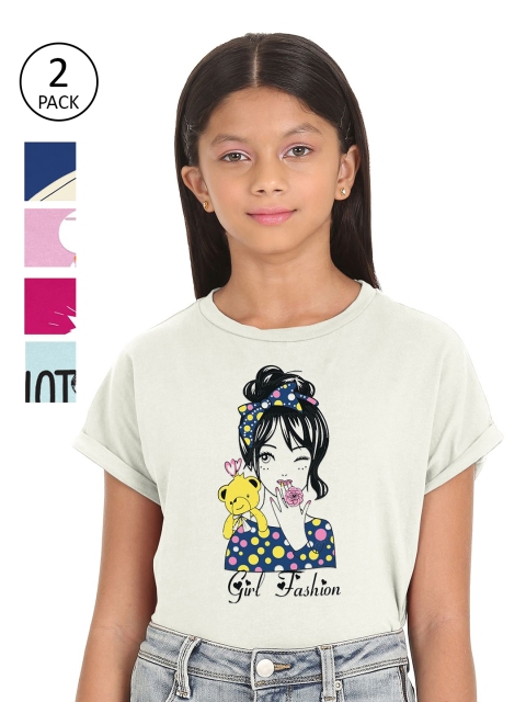 

Sugr Girls Assorted 5 Printed Applique T-shirt