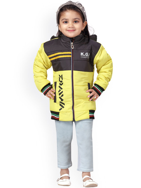 

Aarika Girls Black Water Resistant Longline Bomber with Patchwork Jacket