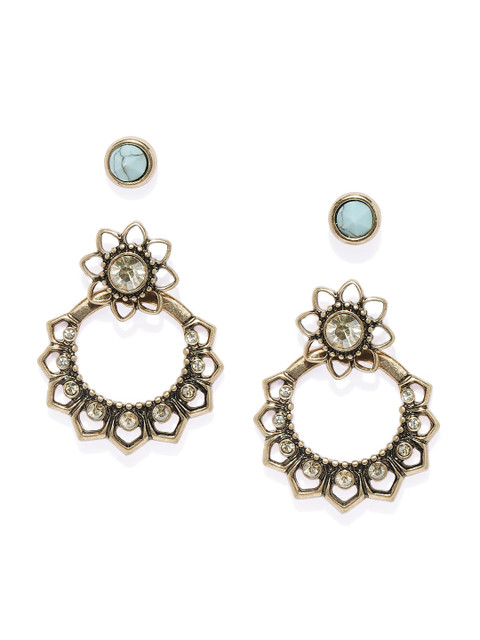 

OOMPH Gold-Toned Floral Drop Earrings