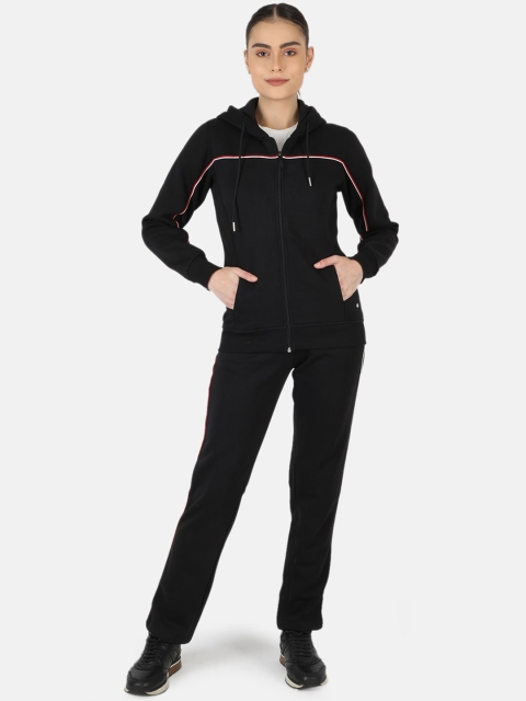 

Monte Carlo Women Black & Red Cotton Blend Solid Tracksuit