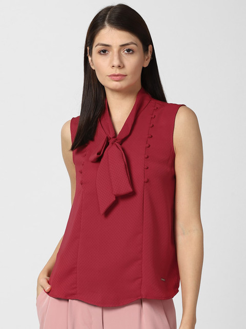 

Van Heusen Woman Maroon Tie-Up Neck Top
