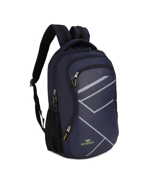 

Metronaut Unisex Blue Geometric Backpack with Reflective Strip