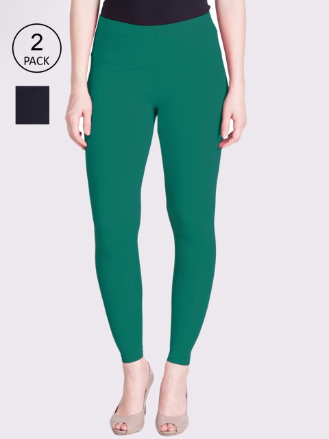 

LYRA Women Pack Of 2 Ankle Length Leggings, Green