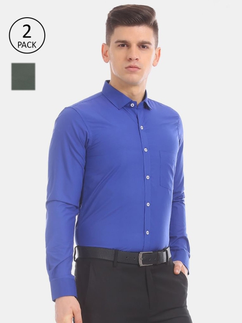 

Excalibur Men Blue Pack Of 2 Formal Shirt