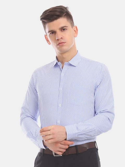 

Excalibur Men White & Blue Pack of 2 Grid Tattersall Checks Checked Formal Shirt
