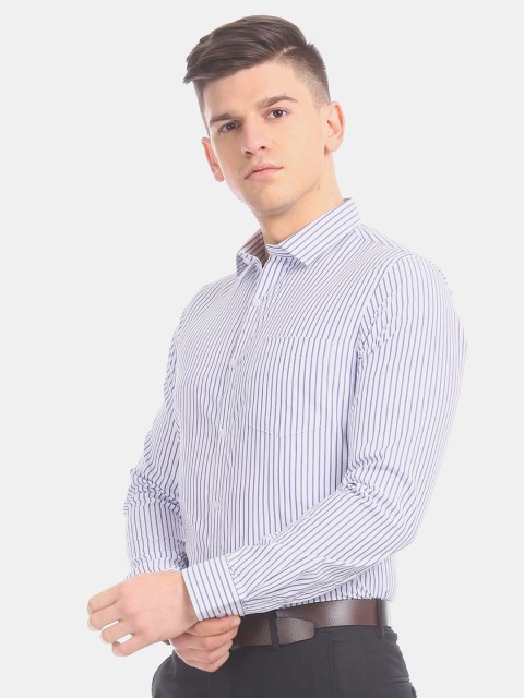 

Excalibur Men Pack of 2 Striped Casual Shirt, White
