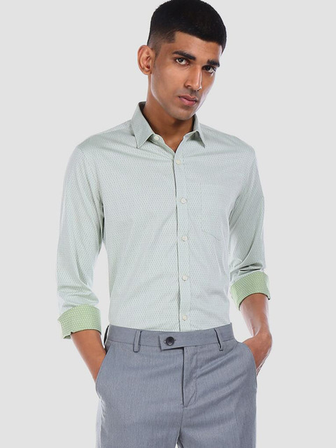

Excalibur Men Green Printed Formal Shirt
