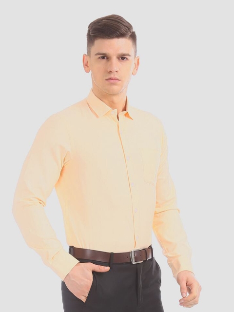 

Excalibur Men Orange Micro Checks Striped Casual Shirt