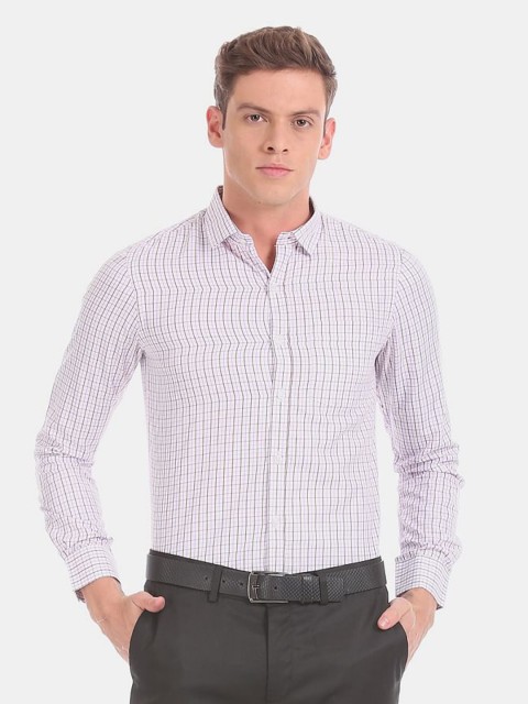 

Excalibur Men White Checked Formal Shirt