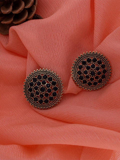 

MORKANTH JEWELLERY Black & Gold Circular Stud Earrings