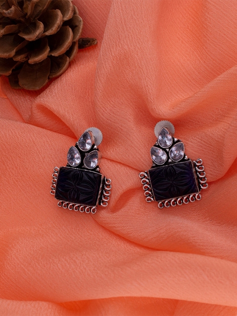 

MORKANTH JEWELLERY Black Square Studs Earrings