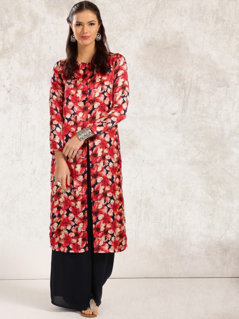 

Anouk Women Red Floral Printed Straight Kurta