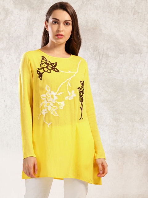 

Anouk Women Yellow Printed A-Line Kurta