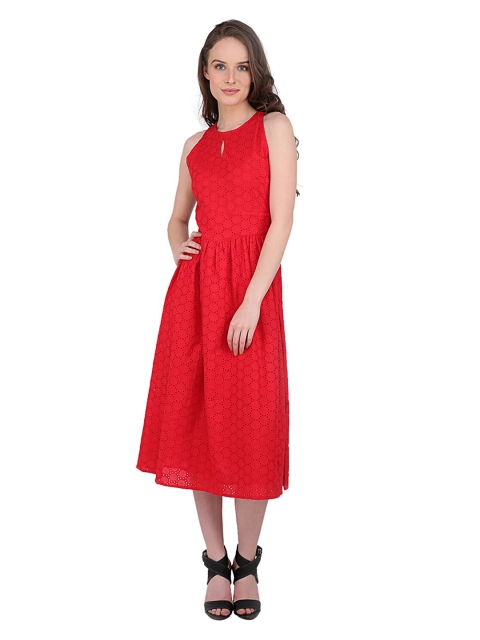 

MARC LOUIS Red A-Line Midi Dress