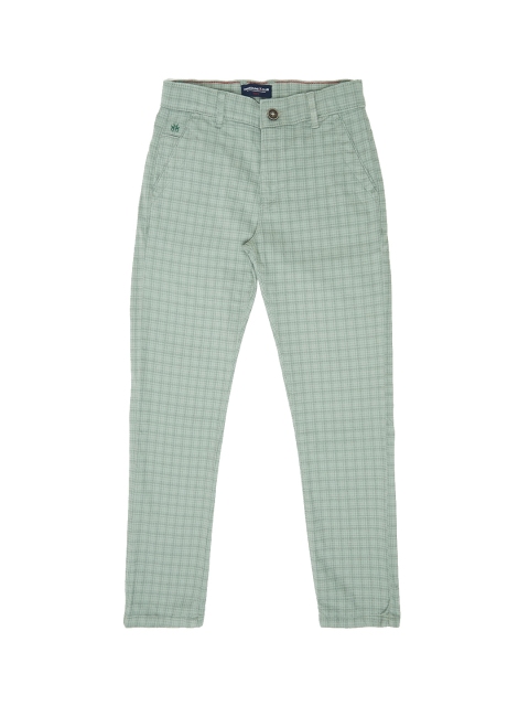 

Crimsoune Club Boys Green Checked Slim Fit Trousers