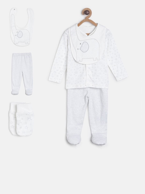 

MINI KLUB Boys White & Grey Printed Clothing Set