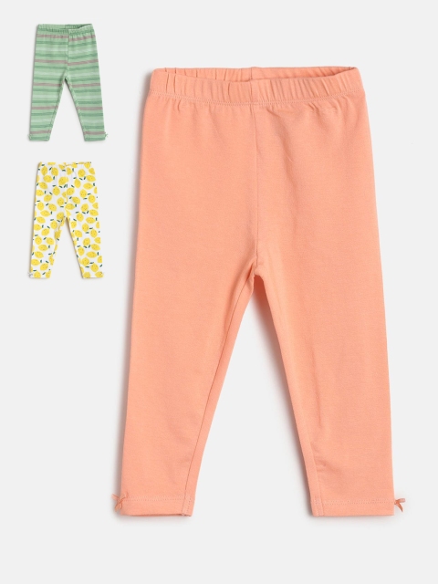 

MINI KLUB Girls Pack of 3 Printed Ankle-Length Leggings, Green