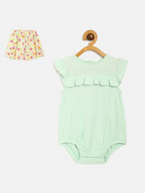 

MINI KLUB Infant Girls Green Pure Cotton Top with Skirt
