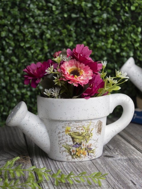 

MARKET99 White Printed Ceramic Table Planter