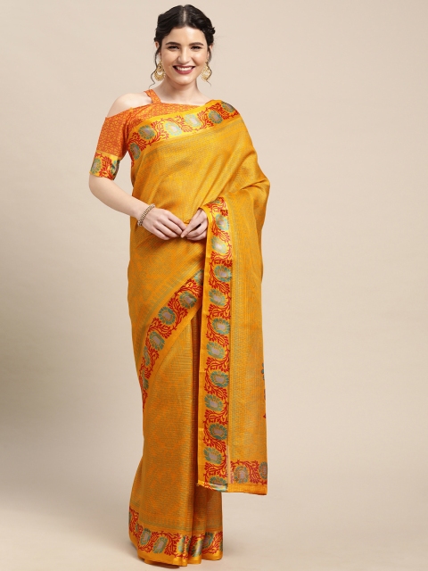 

Mitera Mustard Ethnic Motifs Silk Cotton Saree