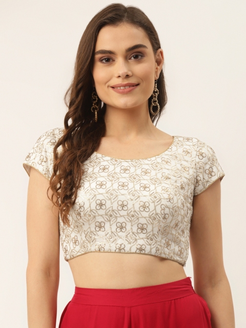 

NDS Niharikaa Designer Studio Women Cream-colored Sequinned Padded Blouse