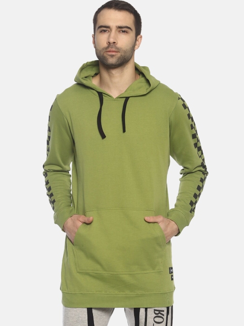 

KULTPRIT Men Olive Green Hooded Cotton Sweatshirt