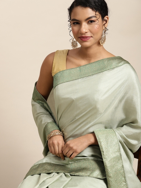 

all about you Green Silk Blend Saree