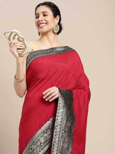

all about you Red & Black Silk Blend Saree