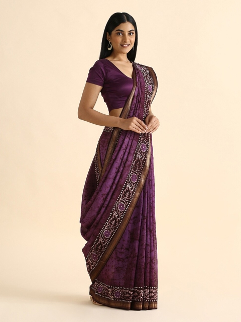 

Taneira Violet Batik Silk Cotton Saree