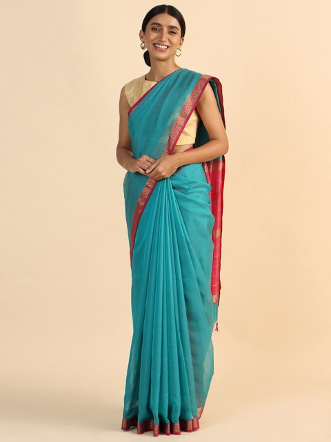 

Taneira Blue & Pink Zari Silk Cotton Maheshwari Saree