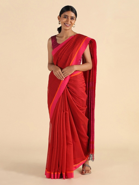 

Taneira Red & Pink Bengal Silk Cotton Saree