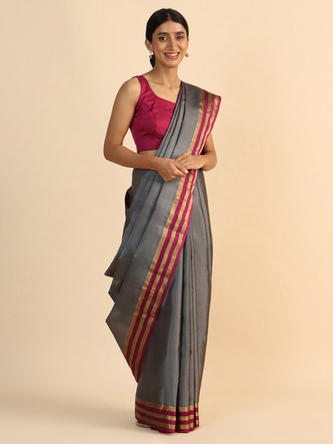 

Taneira Grey & Magenta Pure Silk Saree