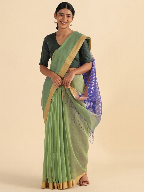 

Taneira Green & Blue Zari Silk Cotton Saree