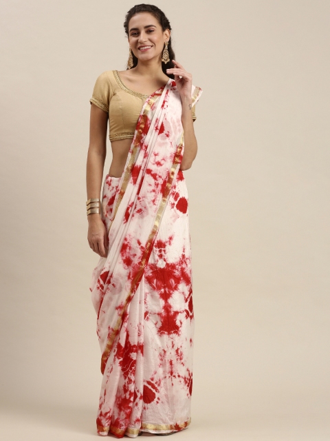 

KALINI White & Red Tie and Dye Saree