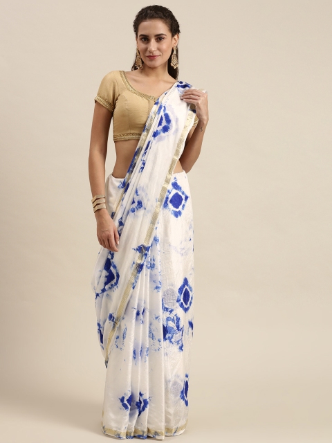 

KALINI White & Blue Tie and Dye Saree