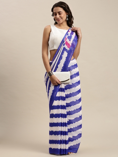 

KALINI White & Purple Striped Saree