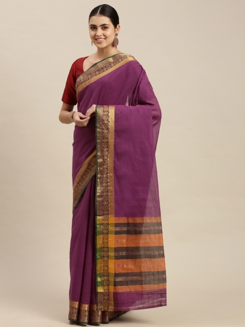 

Pavechas Burgundy & Orange Pure Cotton Saree