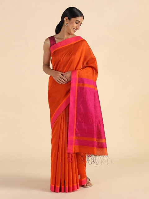 

Viva N Diva Burgundy Linen Blend Solid Saree