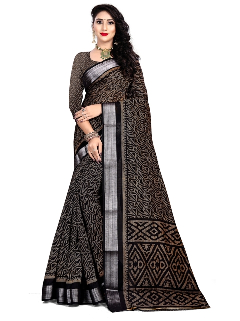 

Viva N Diva Black & Silver-Toned Zari Linen Blend Saree