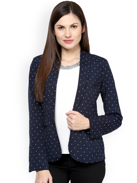 

Harpa Navy Polka Dot Print Open Front Jacket, Navy blue