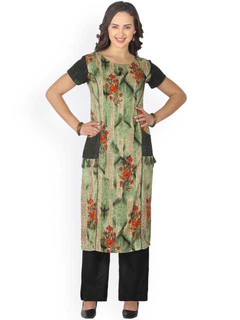 

Sangria Women Green Floral Printed Floral Kurta