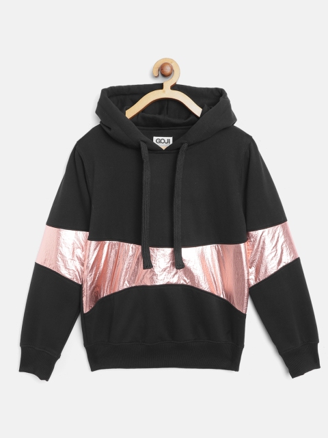 

GOJI Kids Black & Rose Gold Colourblocked Hooded Sweatshirt