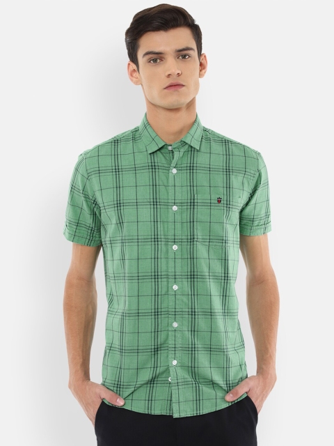 

Louis Philippe Jeans Men Green Slim Fit Checked Pure Cotton Casual Shirt