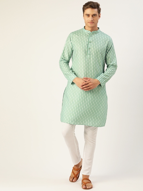 

Molly & Michel Men Green Printed Pure Cotton Kurta with Pyjamas