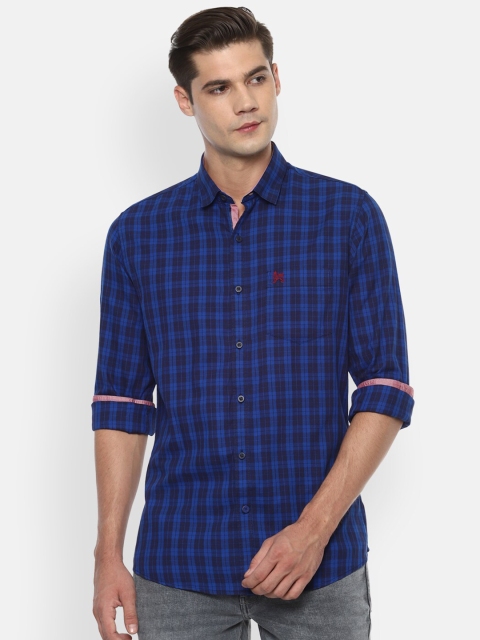 

Van Heusen Sport Men Blue Slim Fit Checked Pure Cotton Casual Shirt