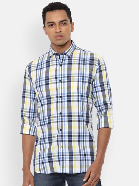 

Van Heusen Sport Men Blue & White Slim Fit Checked Pure Cotton Casual Shirt