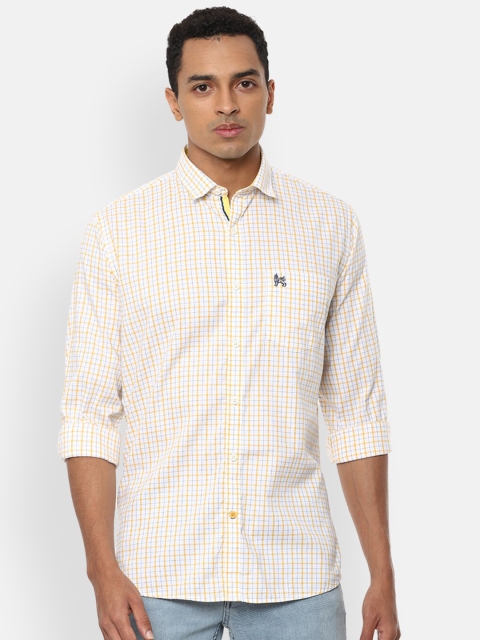 

Van Heusen Sport Men Yellow Slim Fit Grid Tattersall Checks Pure Cotton Casual Shirt