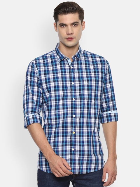 

Van Heusen Sport Men Blue Slim Fit Checked Pure Cotton Casual Shirt